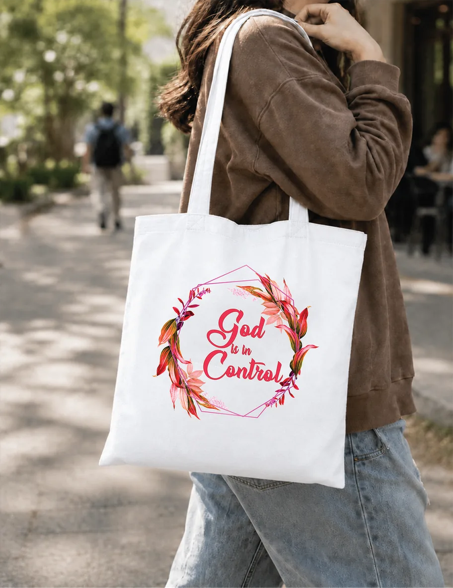 God Is In Control Non Zipper Tote Bag
