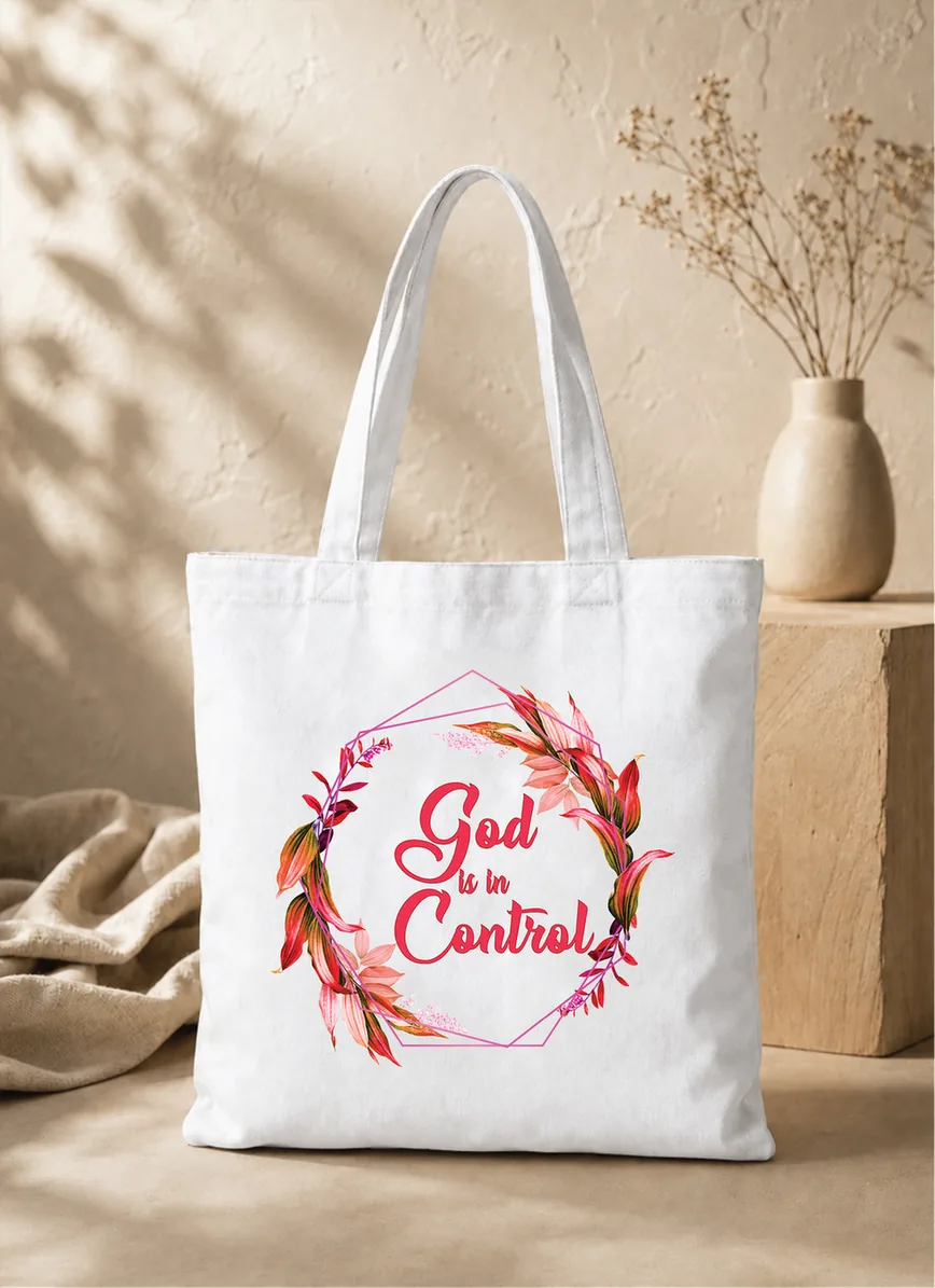 God Is In Control Non Zipper Tote Bag